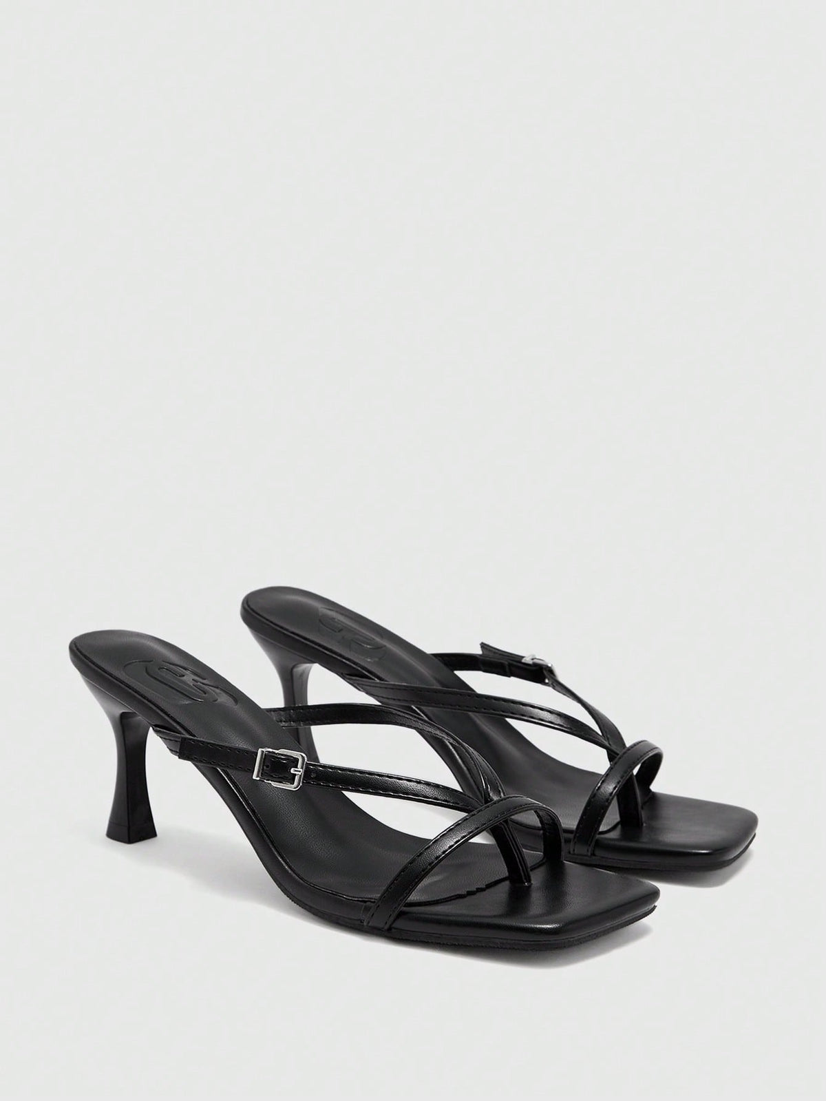 Burgundy square toe kitten heel flip-flops sandals with buckle slingback strap for women