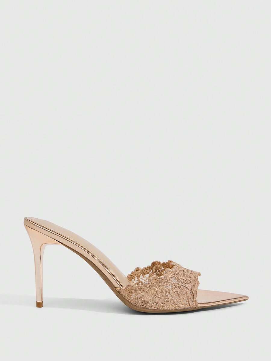 Pointed toe rhinestone high heel party sandals for women with stiletto heel and satin upper