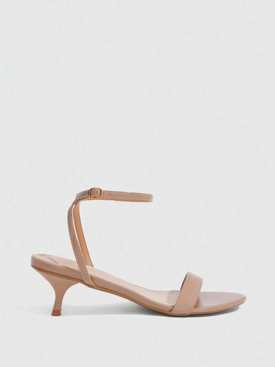 Women's open toe slingback high heel sandals with crisscross knot design and 5.5cm kitten heel