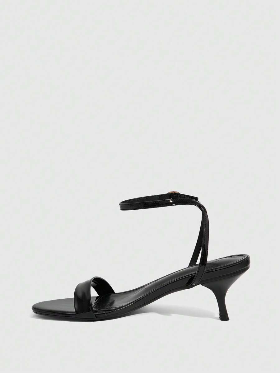 Women's open toe slingback high heel sandals with crisscross knot design and 5.5cm kitten heel