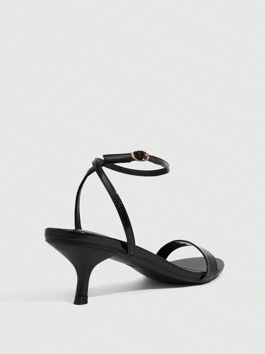 Women's open toe slingback high heel sandals with crisscross knot design and 5.5cm kitten heel
