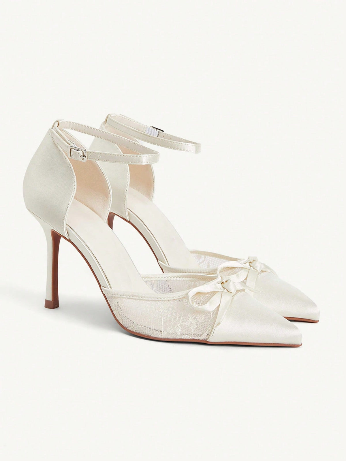 Women's pointed toe high heel slingback shoes featuring a stylish front twist detail, stiletto heel, and adjustable ankle buckle strap.