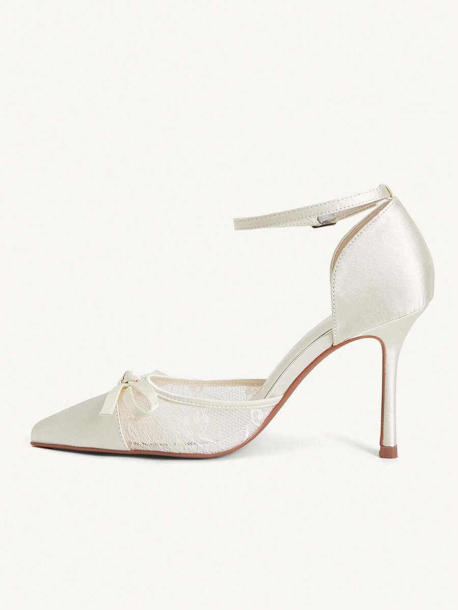 Women's pointed toe high heel slingback shoes featuring a stylish front twist detail, stiletto heel, and adjustable ankle buckle strap.