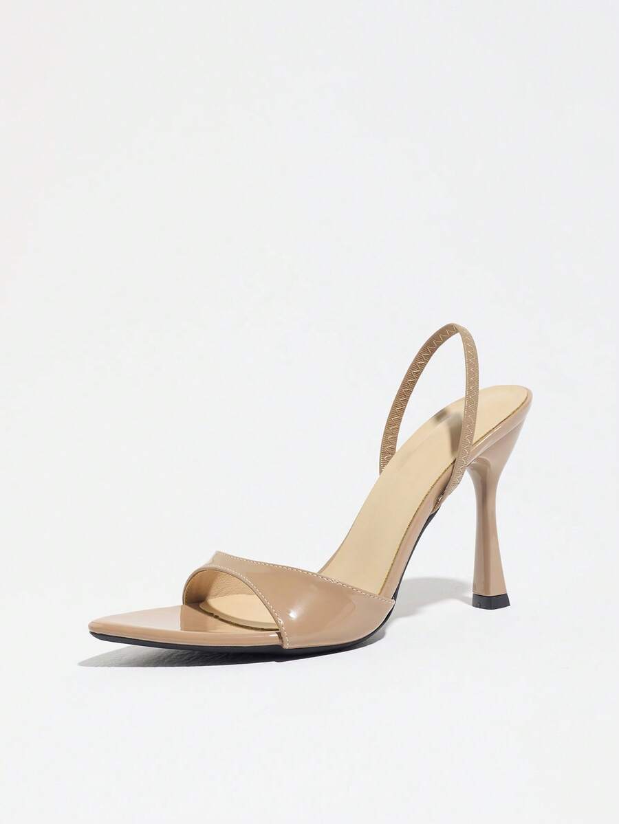 Women's open toe high heel stiletto sandals with sleek slingback buckle strap