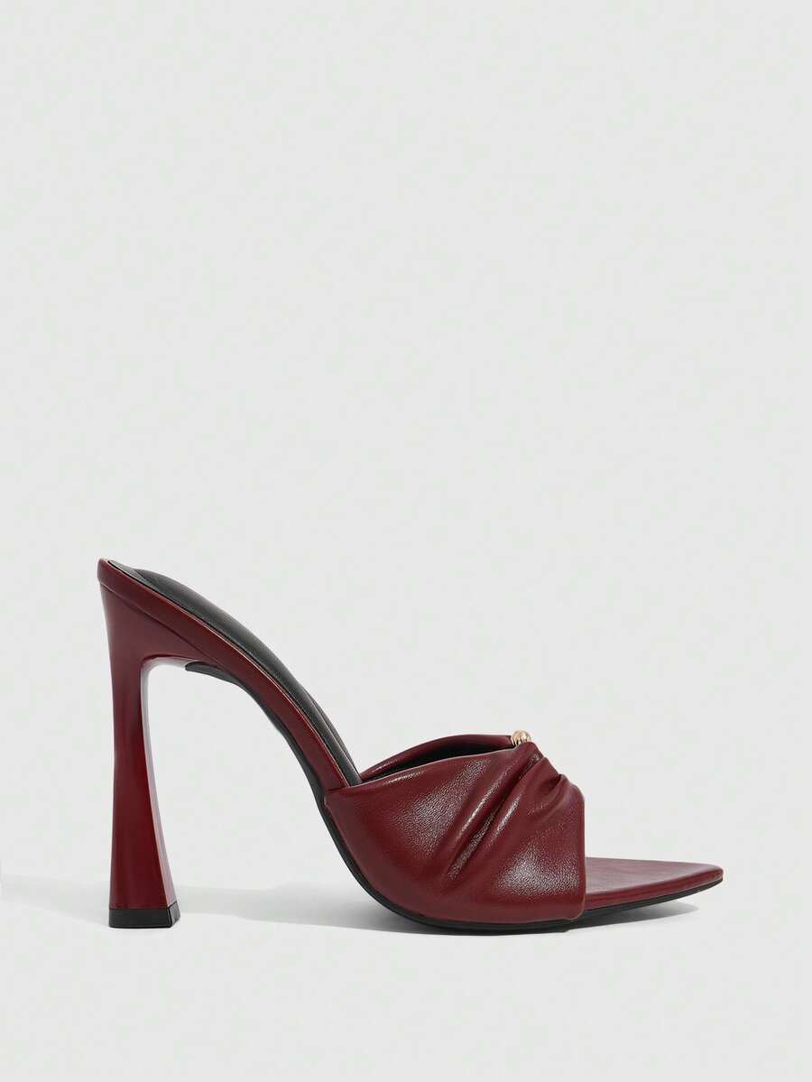 Women's open toe stiletto high heel slingback sandals in smooth PU leather