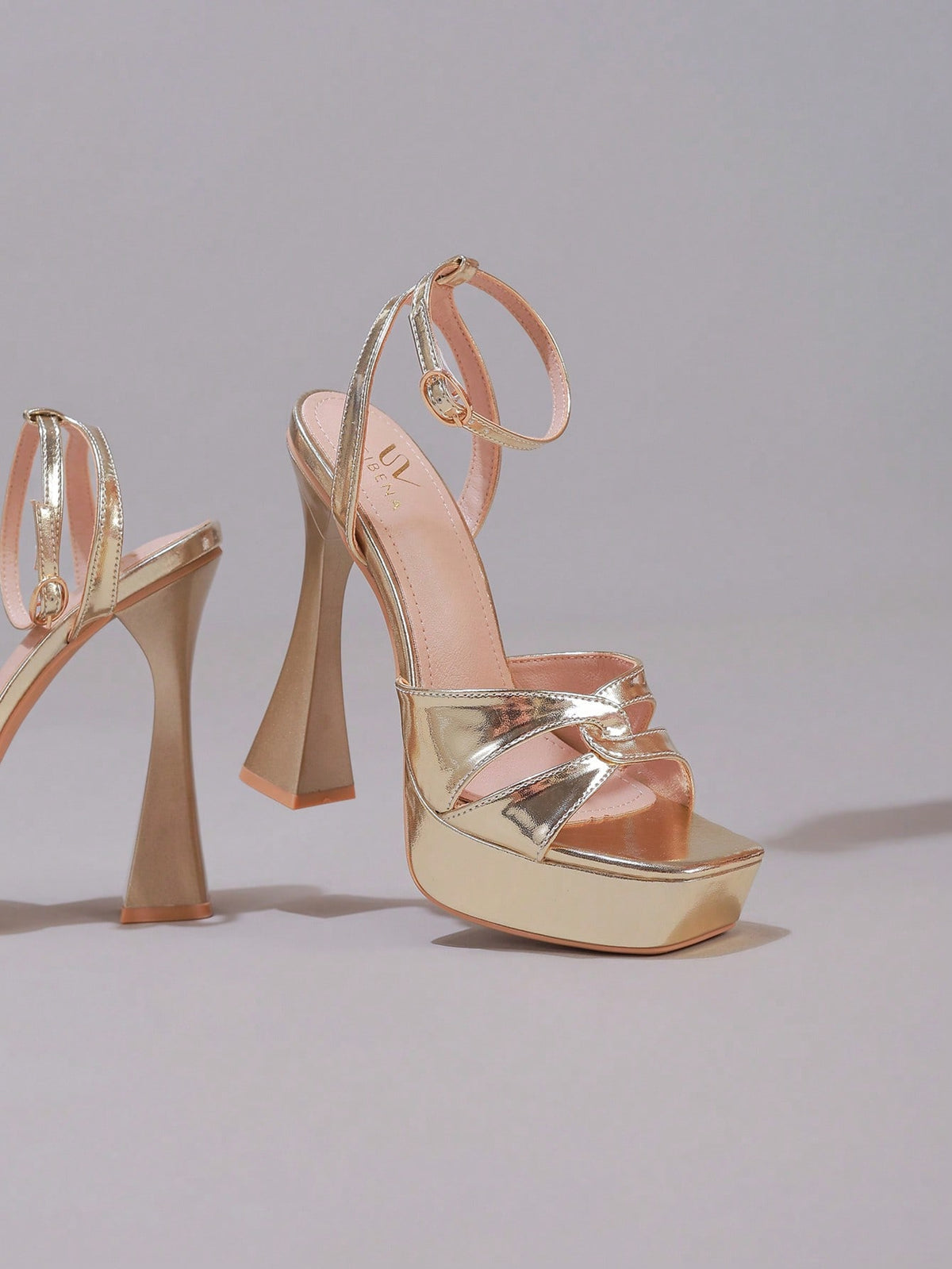 Lace embroidered open toe high heel sandals featuring a chunky square heel, platform wedge, and ankle strap buckle closure.