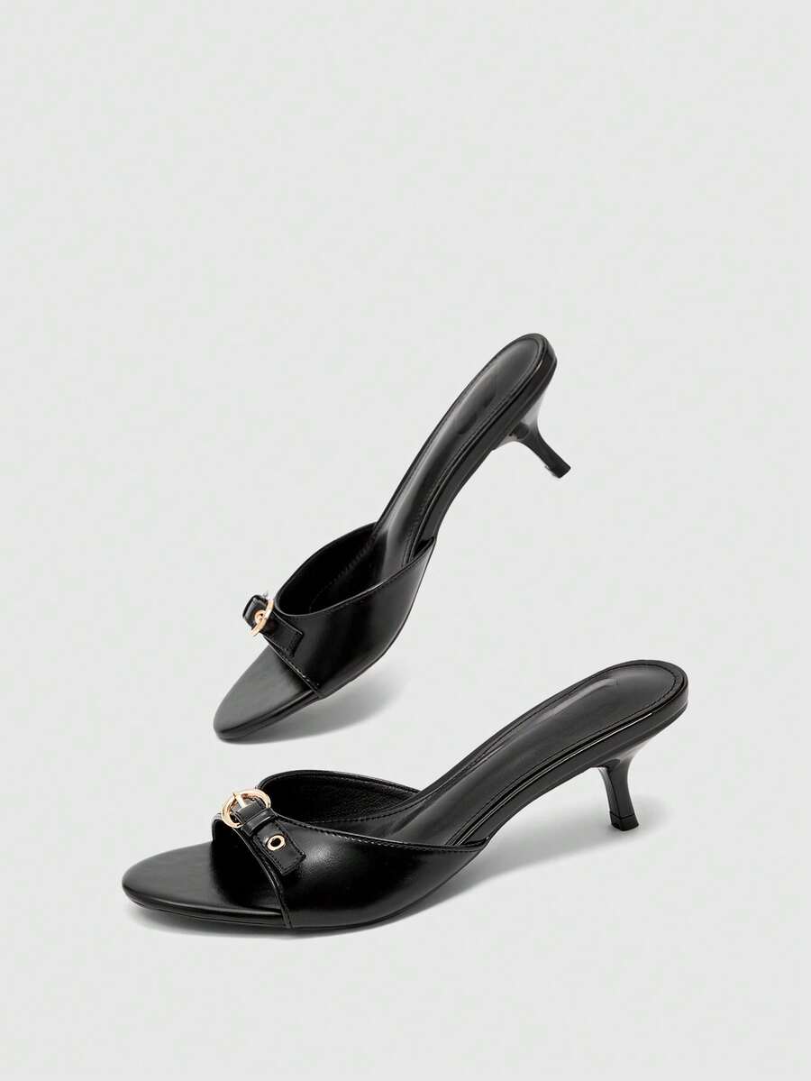 Women's elegant square toe stiletto high heel sandals featuring an open toe and sleek slingback strap