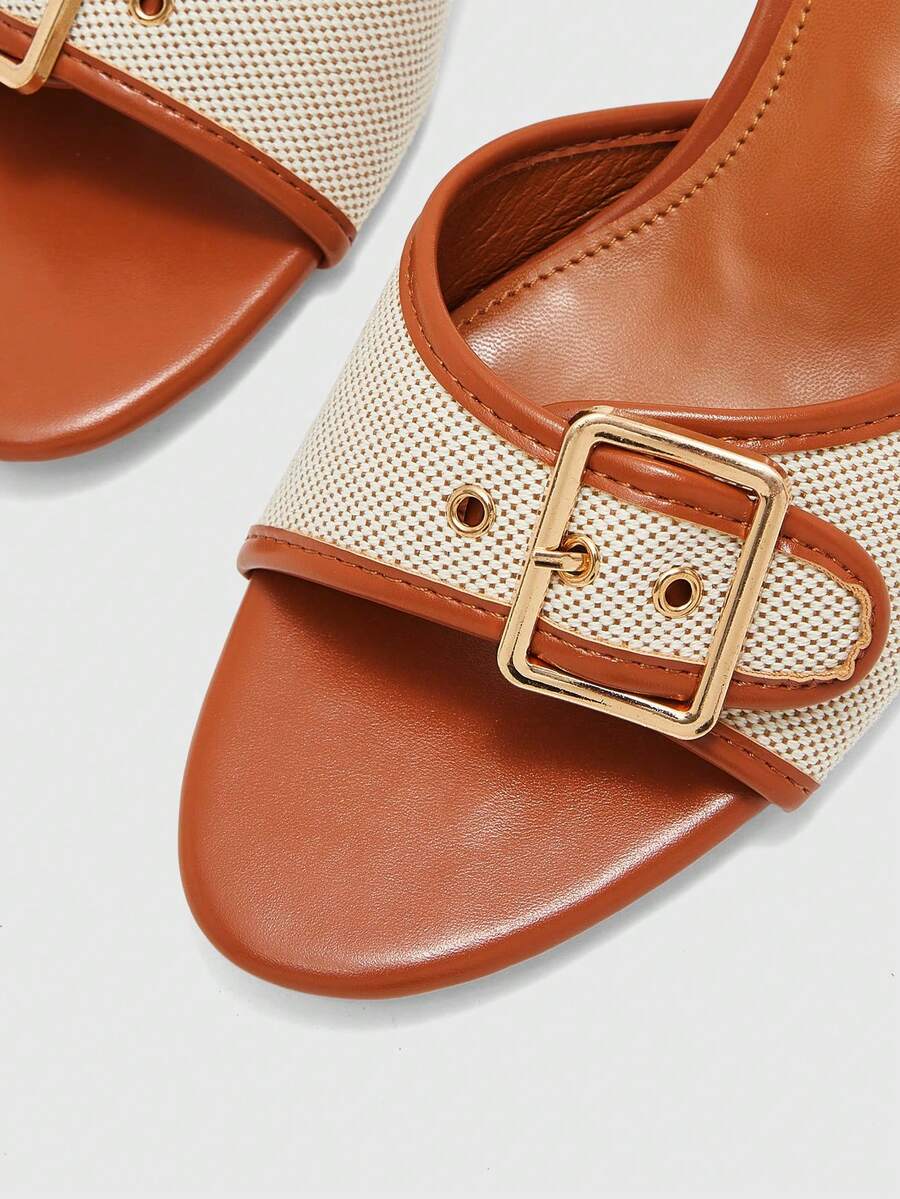 Women's elegant square toe stiletto high heel sandals featuring an open toe and sleek slingback strap