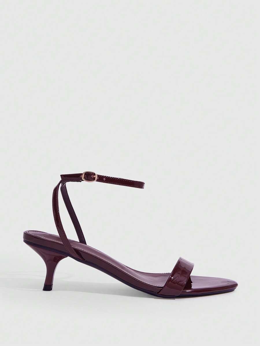Women's open toe slingback high heel sandals with crisscross knot design and 5.5cm kitten heel