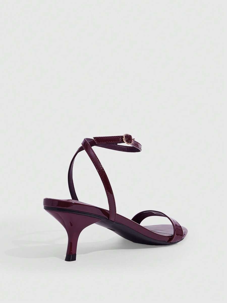 Women's open toe slingback high heel sandals with crisscross knot design and 5.5cm kitten heel