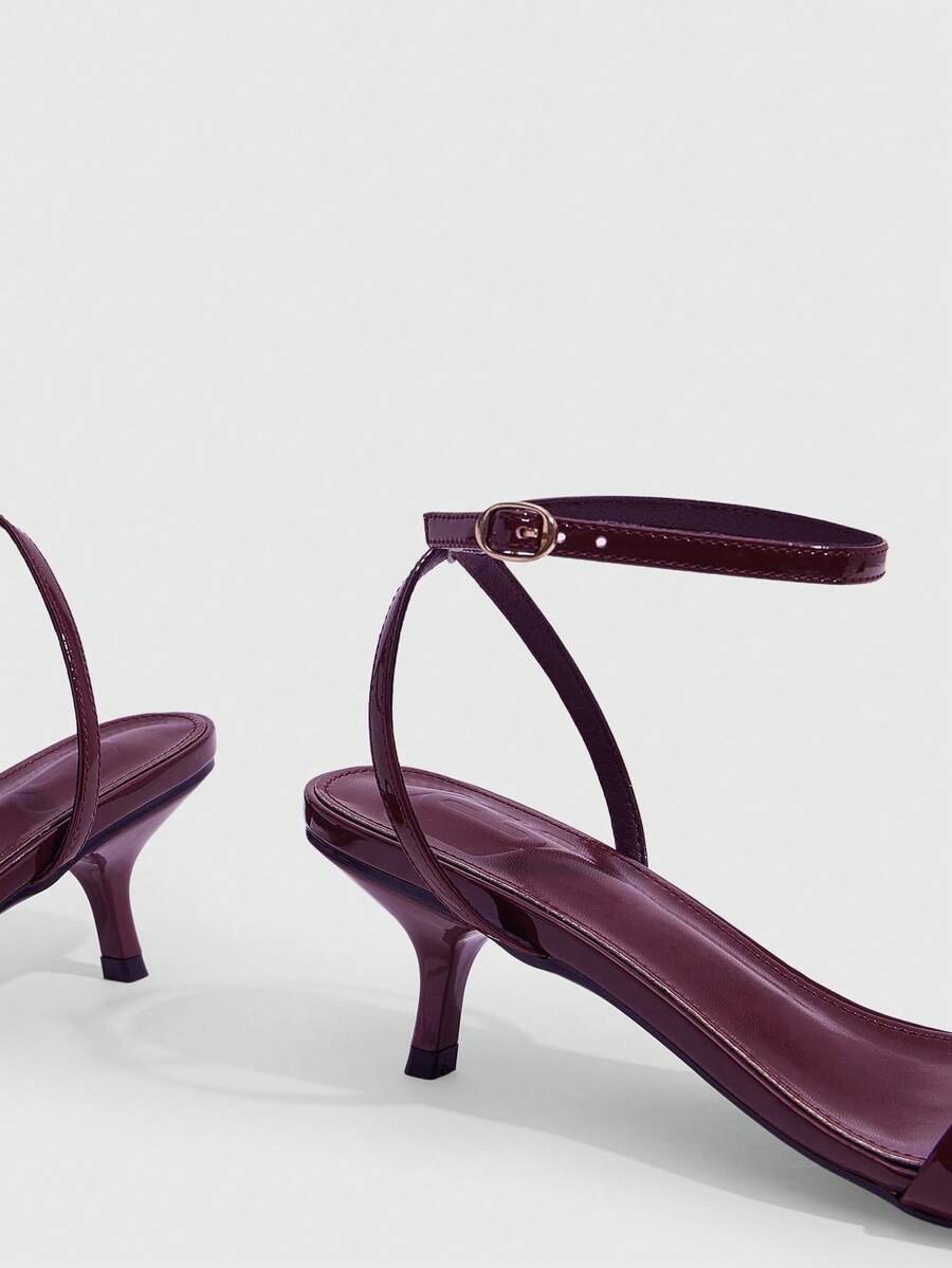 Women's open toe slingback high heel sandals with crisscross knot design and 5.5cm kitten heel