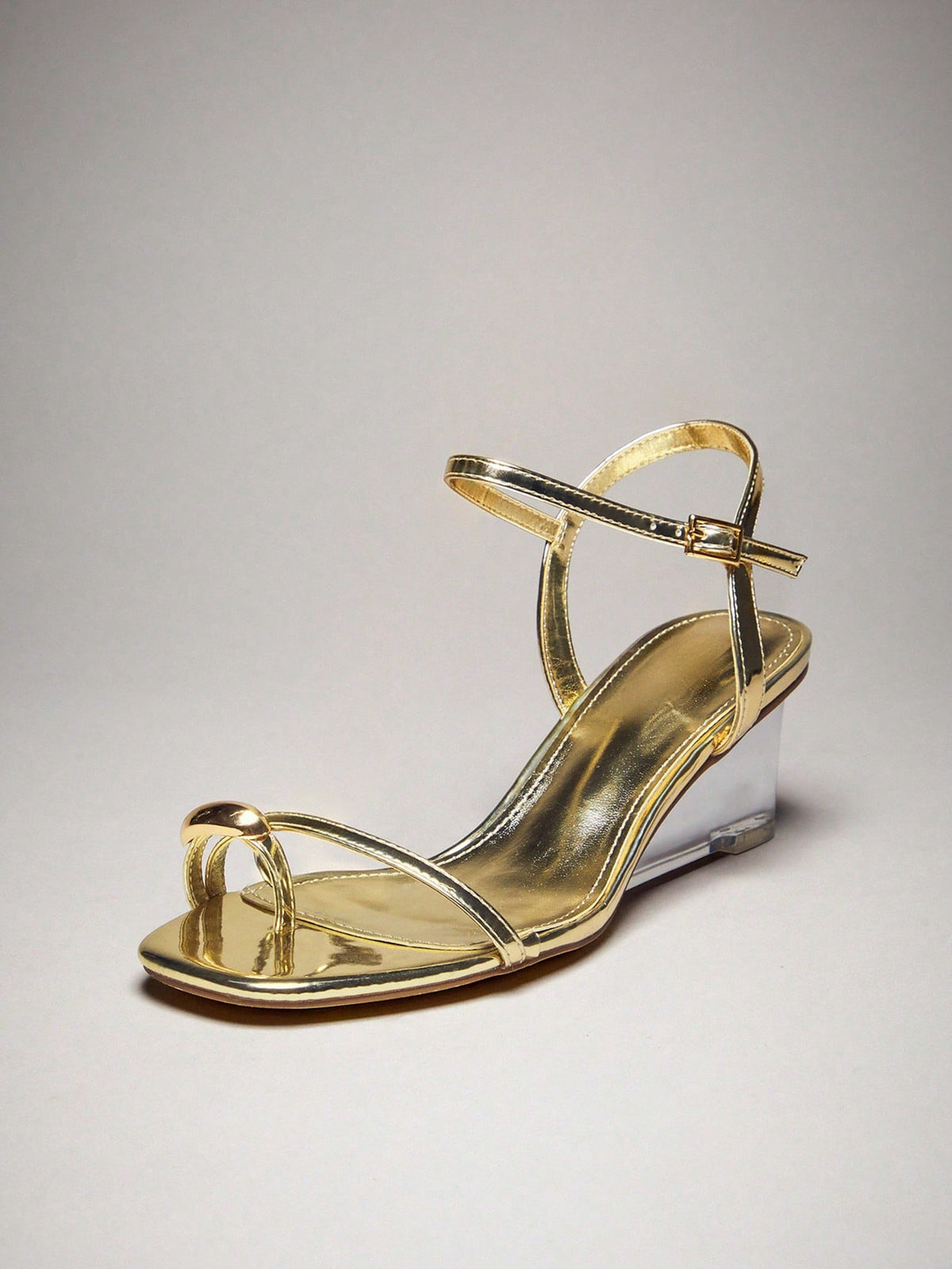 Women's slip-on thong strap wedge sandals featuring a high wedge heel and smooth PU leather upper.