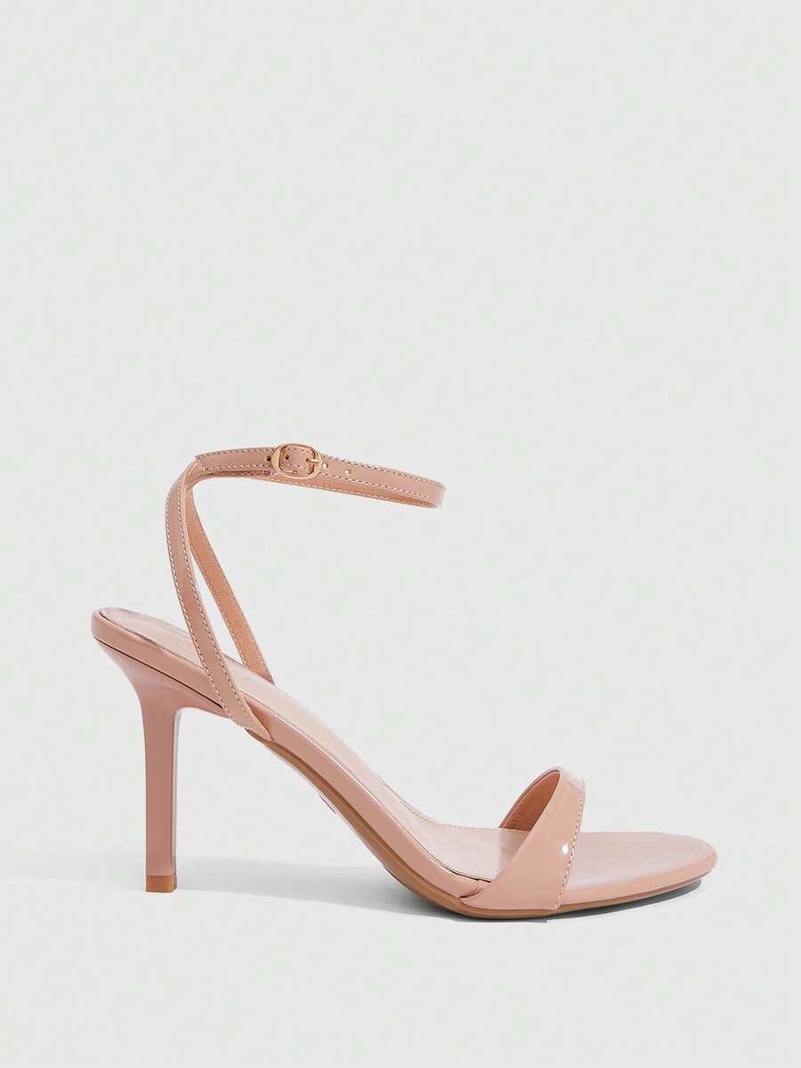 Women's open toe slingback high heel sandals with crisscross knot design and 5.5cm kitten heel