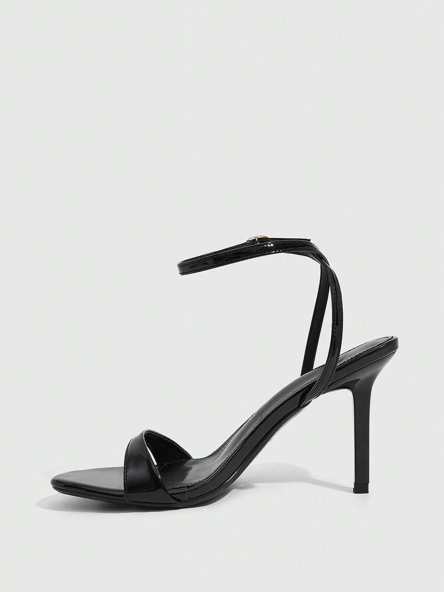 Women's open toe slingback high heel sandals with crisscross knot design and 5.5cm kitten heel