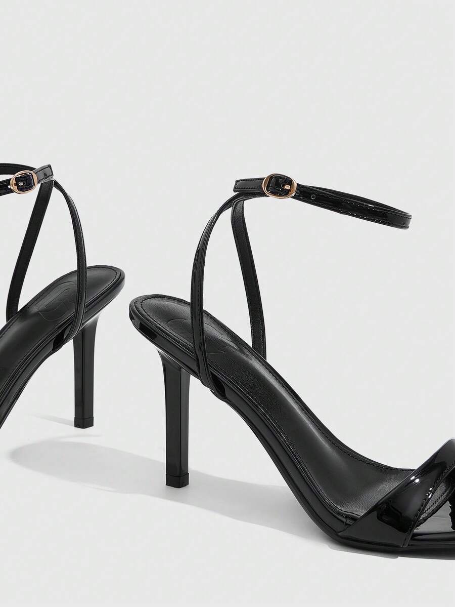 Women's open toe slingback high heel sandals with crisscross knot design and 5.5cm kitten heel