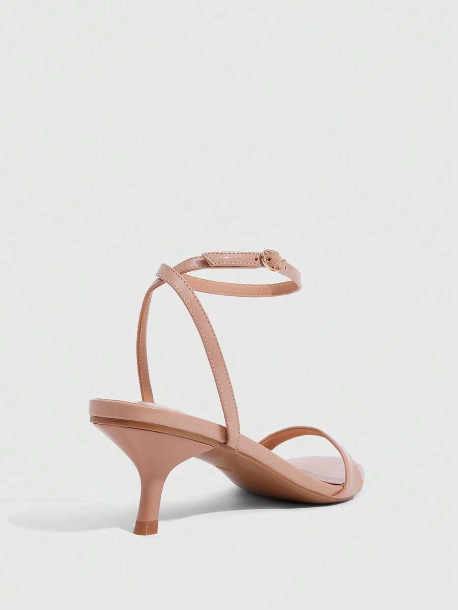 Women's open toe slingback high heel sandals with crisscross knot design and 5.5cm kitten heel