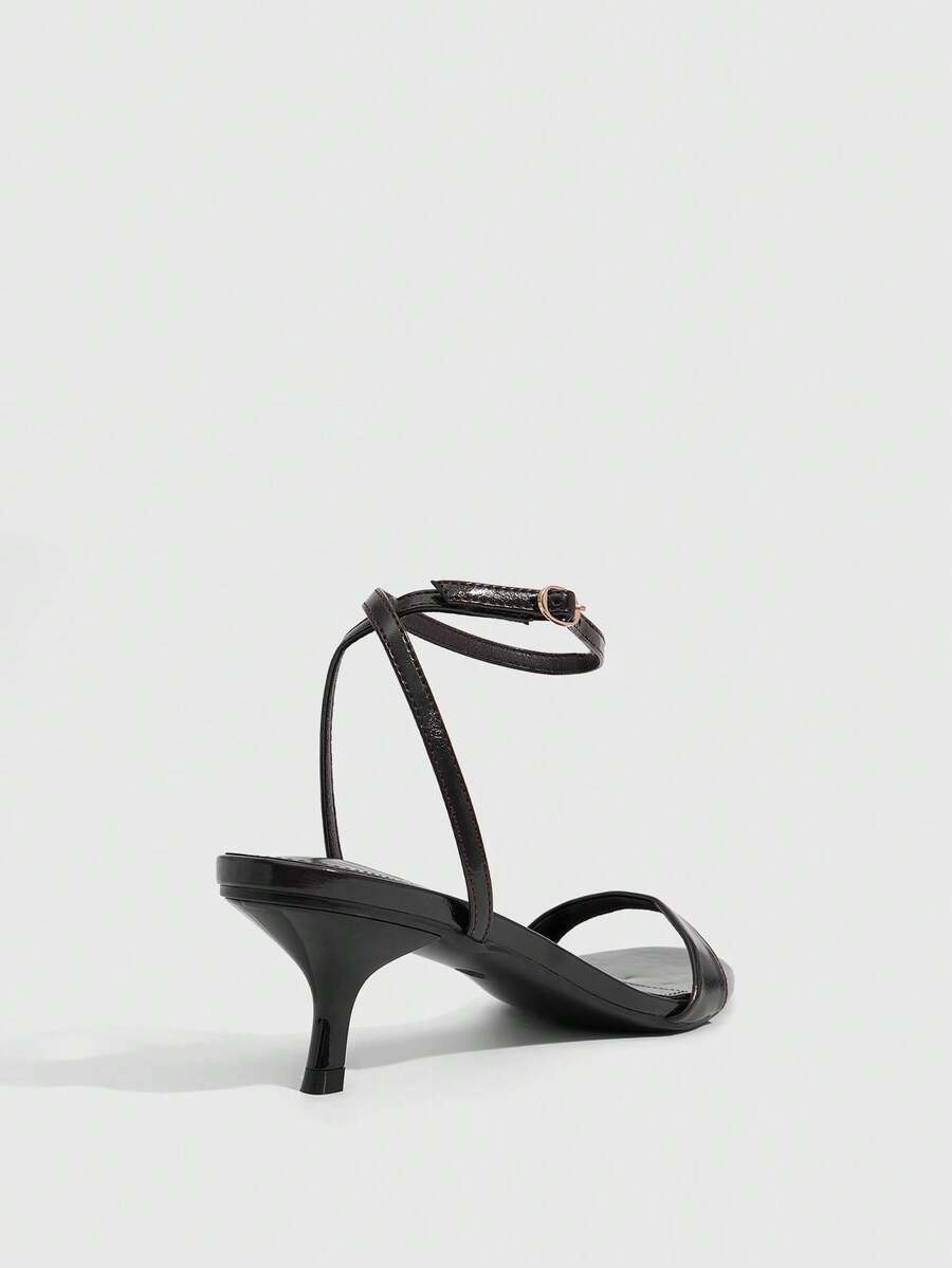 Women's open toe slingback high heel sandals with crisscross knot design and 5.5cm kitten heel
