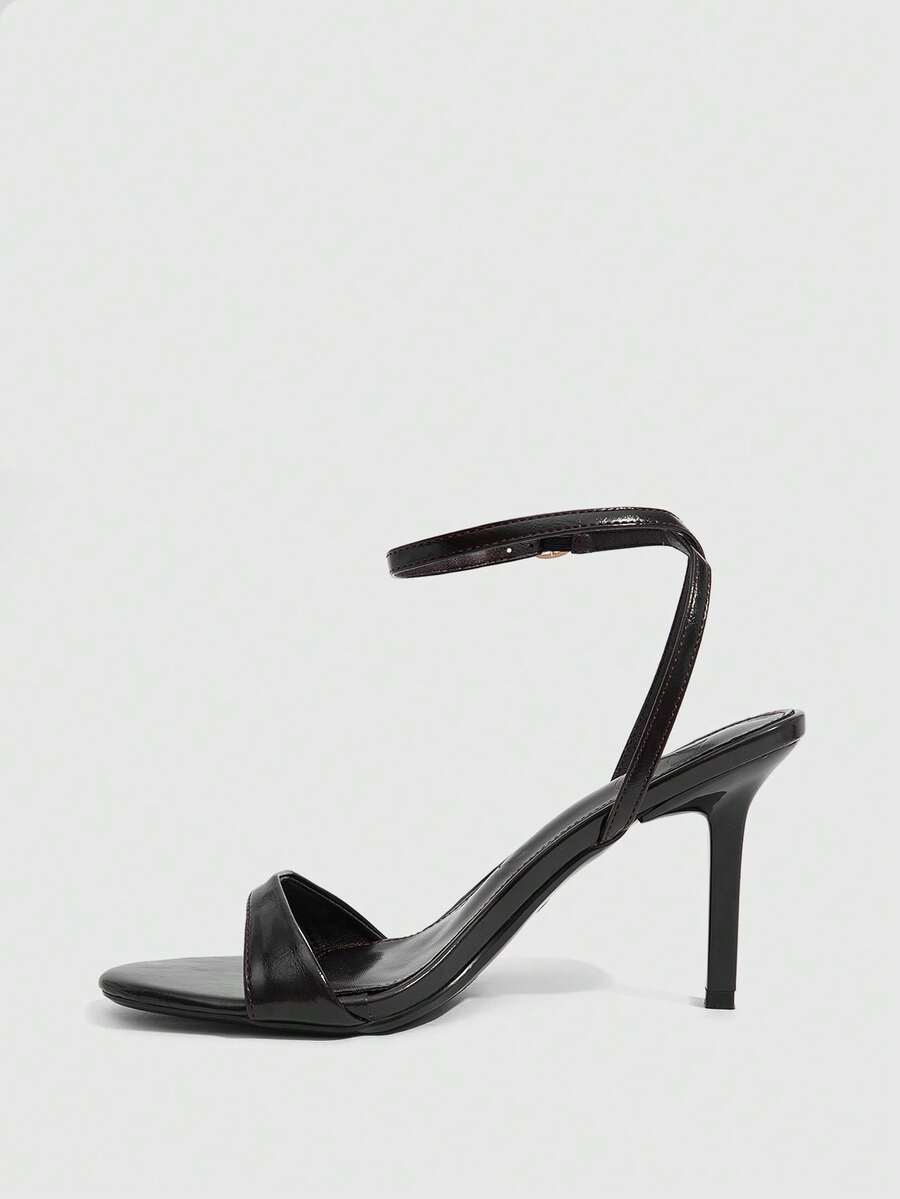 Women's open toe slingback high heel sandals with crisscross knot design and 5.5cm kitten heel