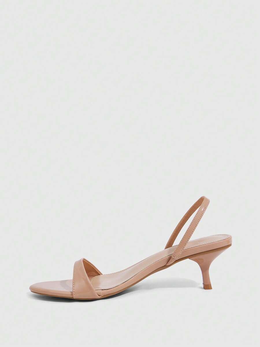 Women's open toe slingback high heel sandals with crisscross knot design and 5.5cm kitten heel
