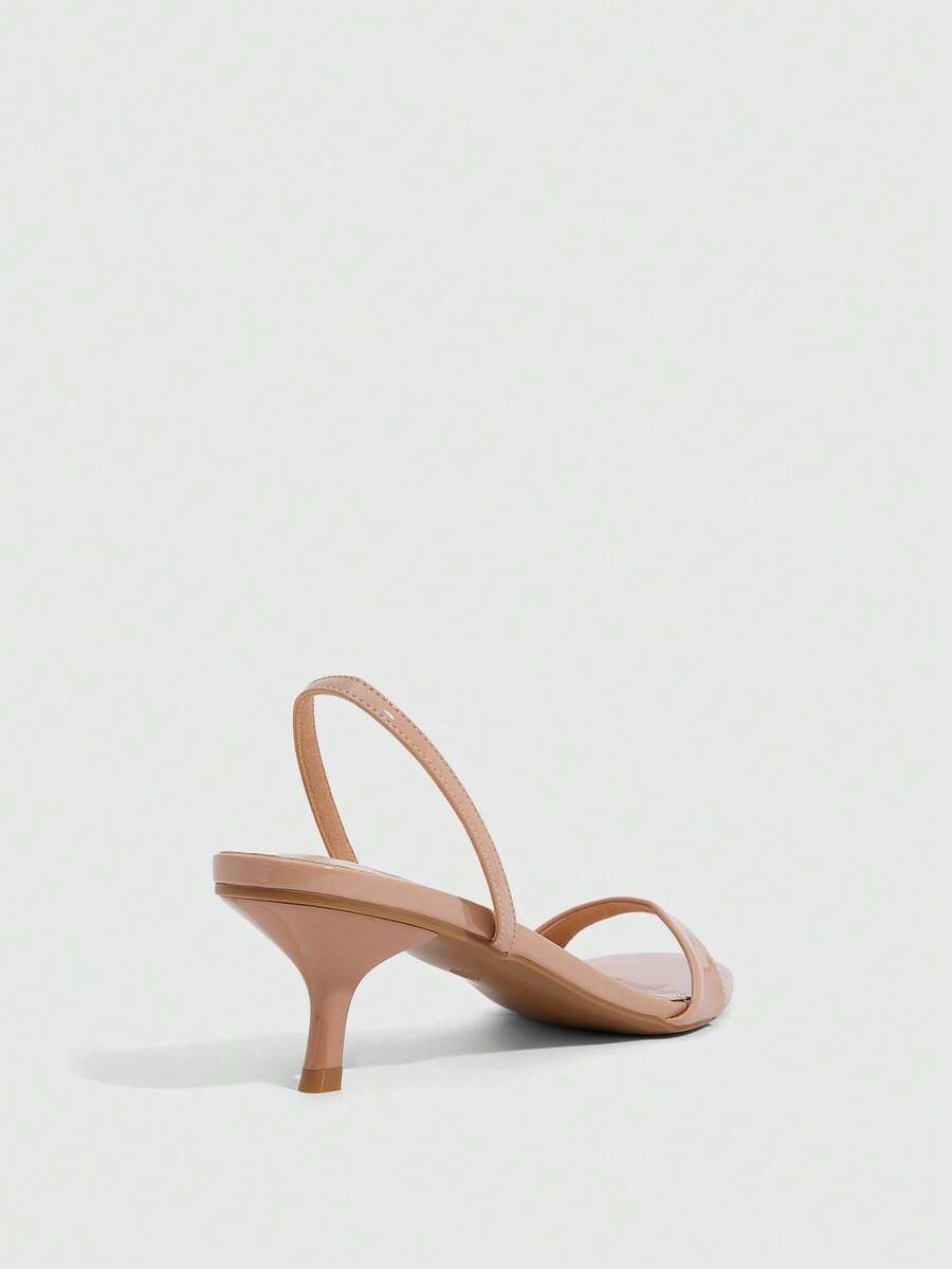 Women's open toe slingback high heel sandals with crisscross knot design and 5.5cm kitten heel