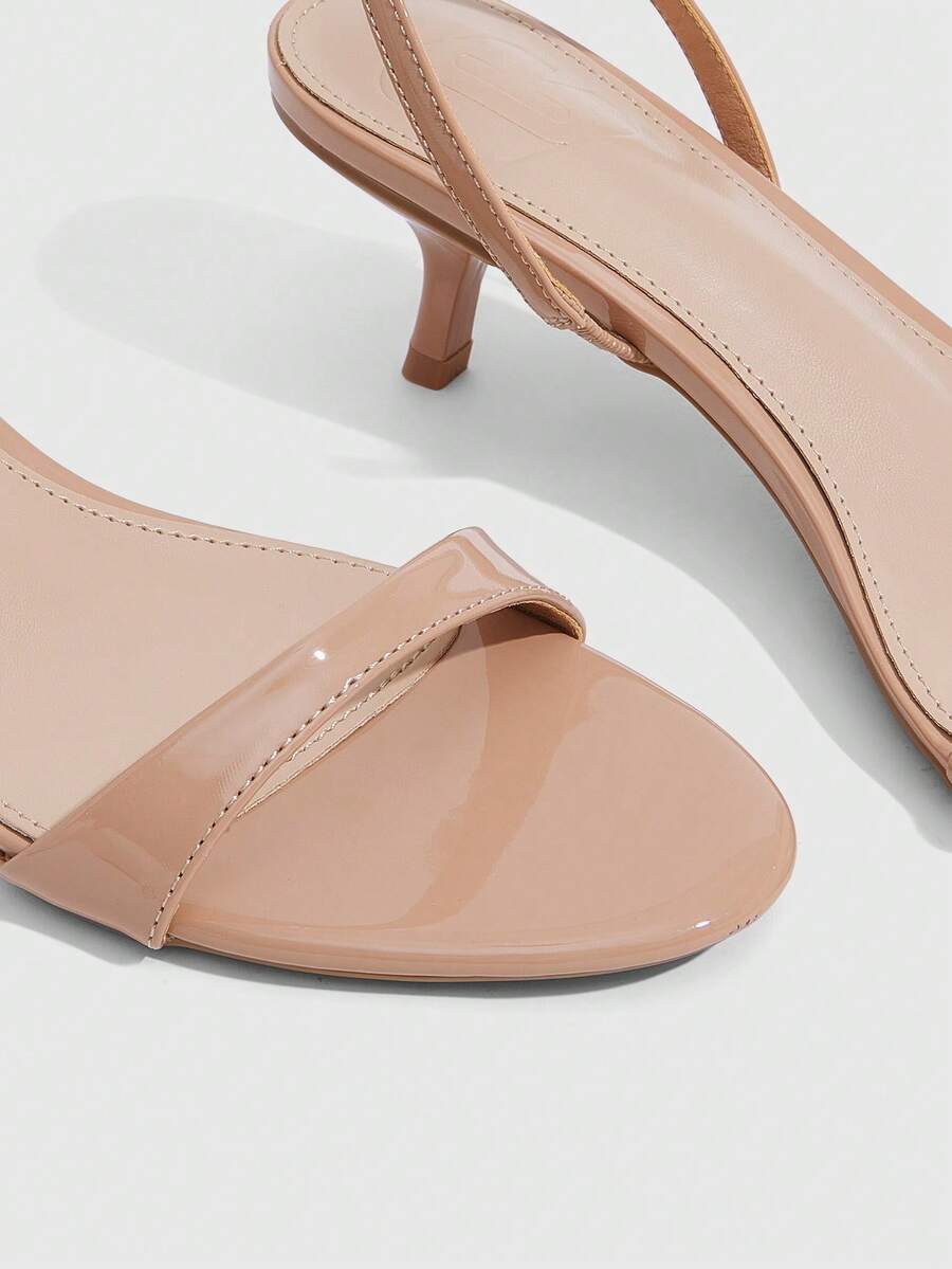 Women's open toe slingback high heel sandals with crisscross knot design and 5.5cm kitten heel