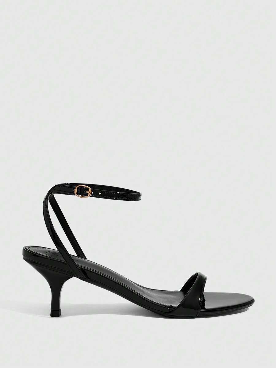 Women's open toe slingback high heel sandals with crisscross knot design and 5.5cm kitten heel