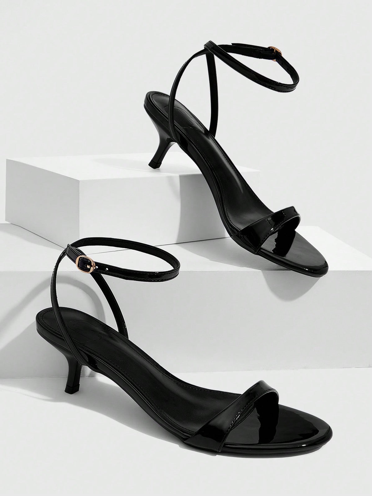 Women's open toe slingback high heel sandals with crisscross knot design and 5.5cm kitten heel