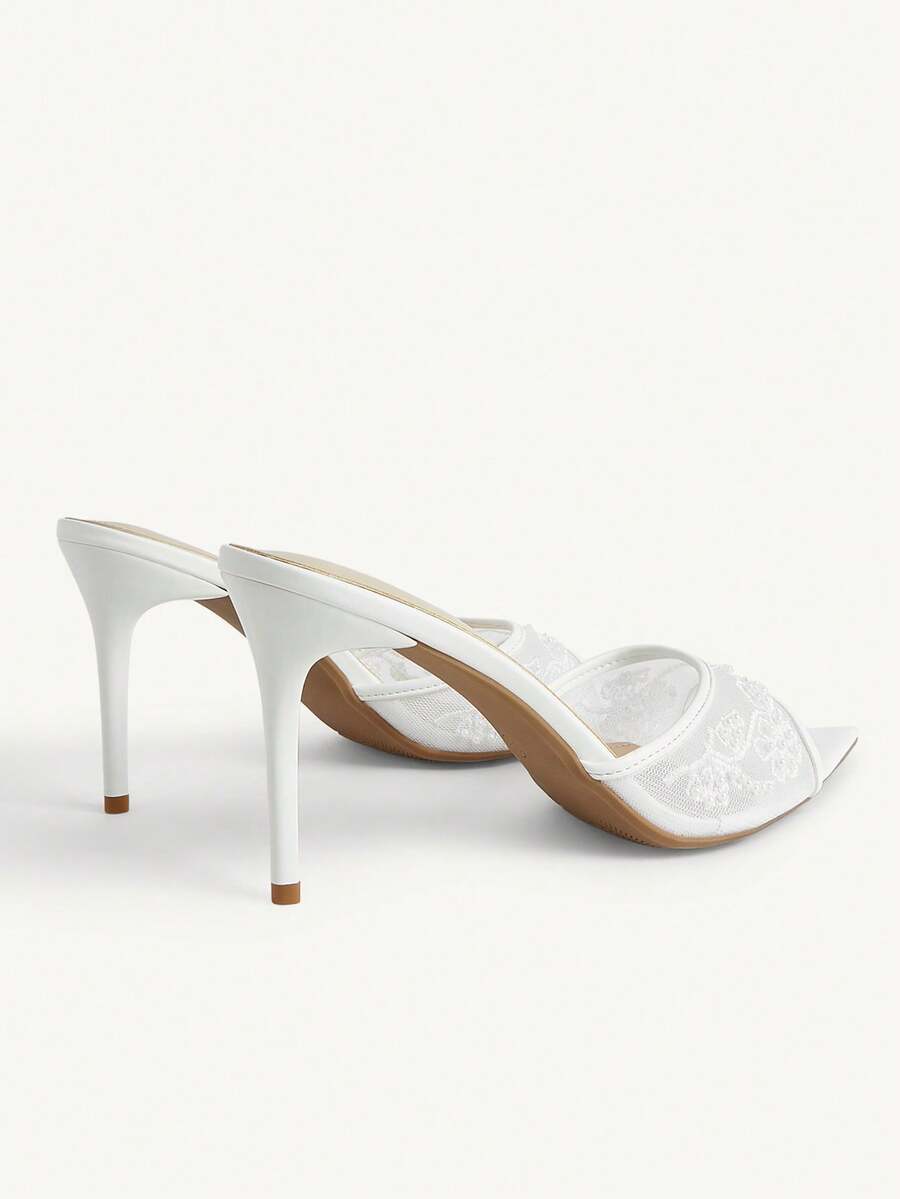 Pointed toe rhinestone high heel party sandals for women with stiletto heel and satin upper