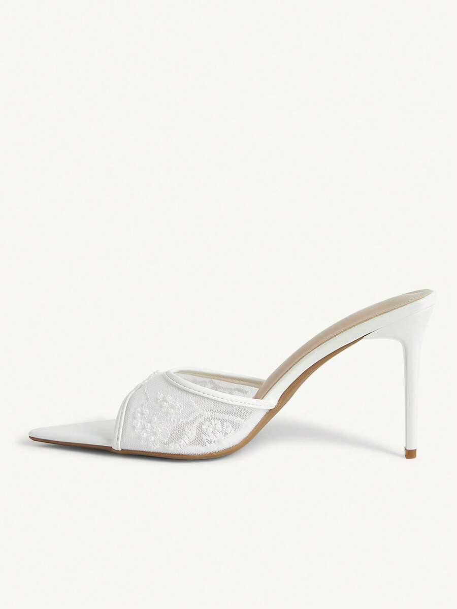 Pointed toe rhinestone high heel party sandals for women with stiletto heel and satin upper