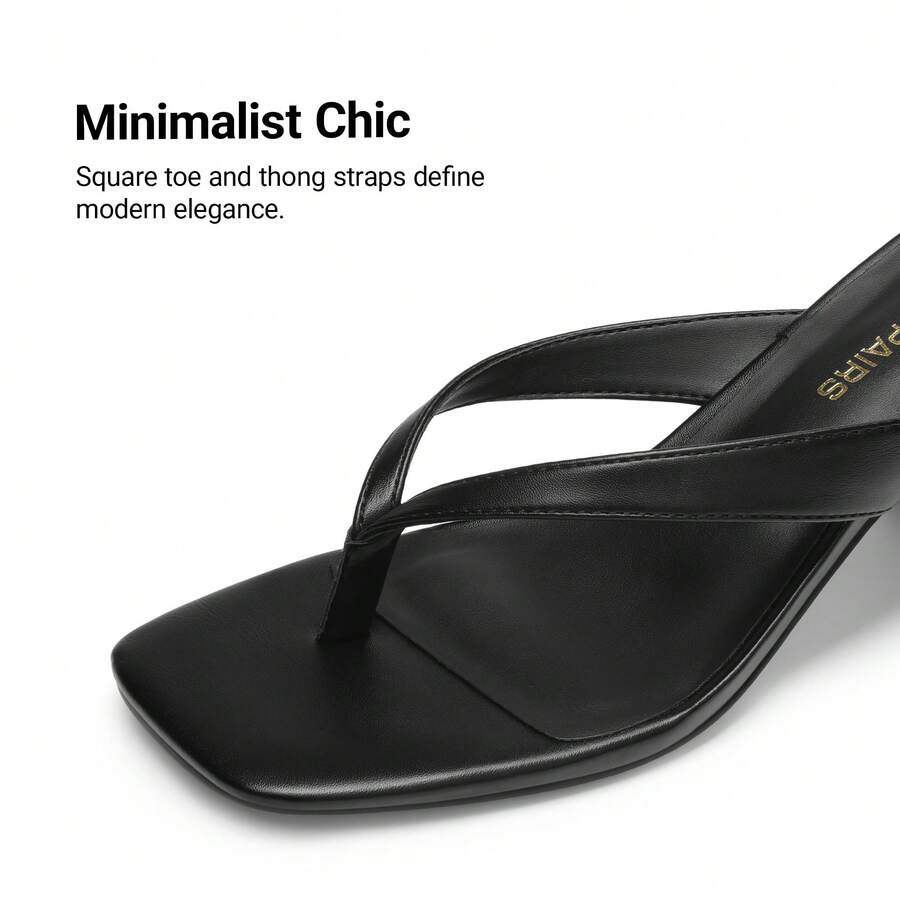 Women's chunky low heel thong sandals featuring a square open toe and slip-on flip-flop strap design