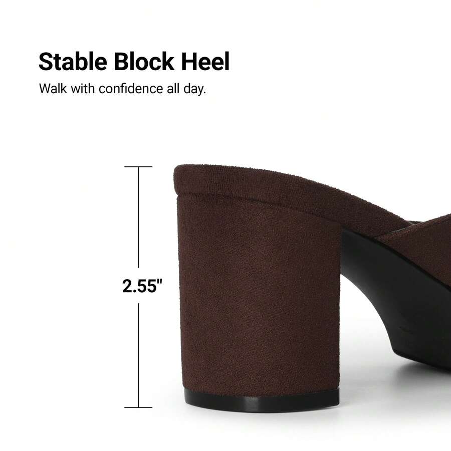 Women's chunky low heel thong sandals featuring a square open toe and slip-on flip-flop strap design