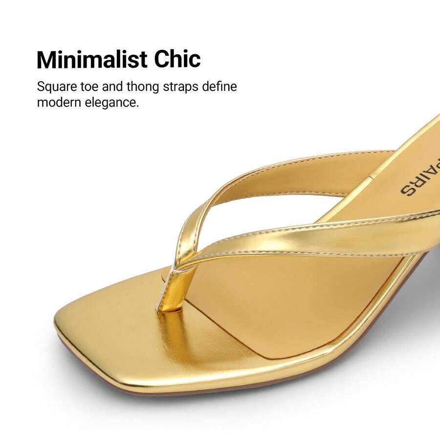 Women's chunky low heel thong sandals featuring a square open toe and slip-on flip-flop strap design