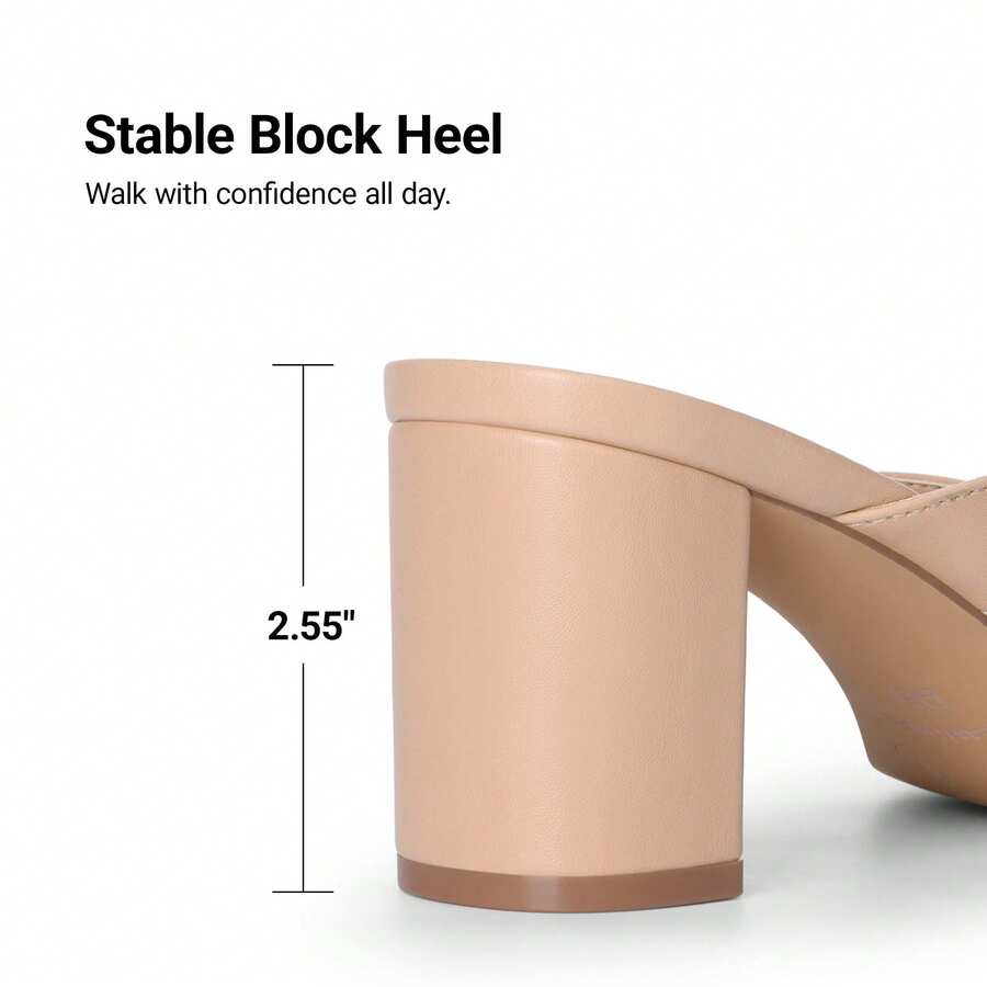 Women's chunky low heel thong sandals featuring a square open toe and slip-on flip-flop strap design
