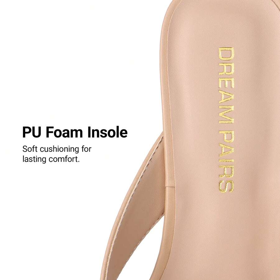 Women's chunky low heel thong sandals featuring a square open toe and slip-on flip-flop strap design