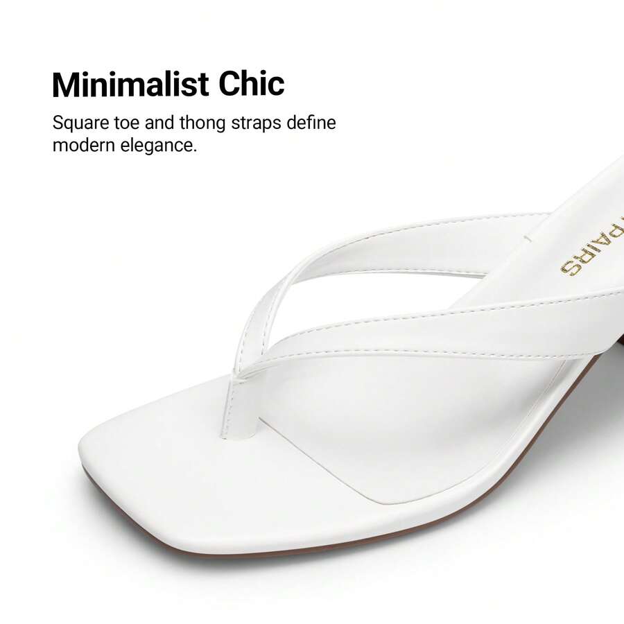 Women's chunky low heel thong sandals featuring a square open toe and slip-on flip-flop strap design