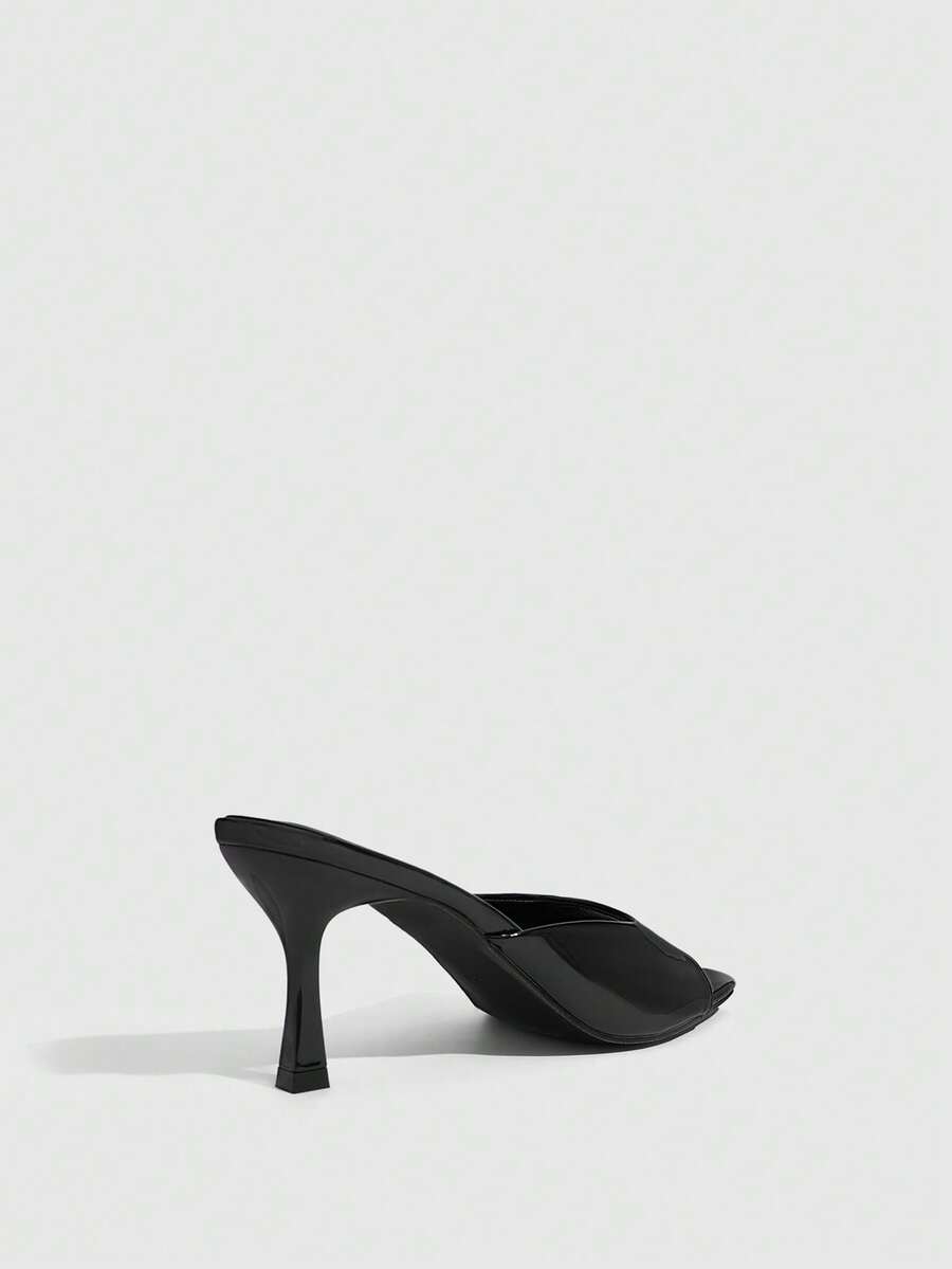 Women's elegant square toe stiletto high heel sandals featuring an open toe and sleek slingback strap