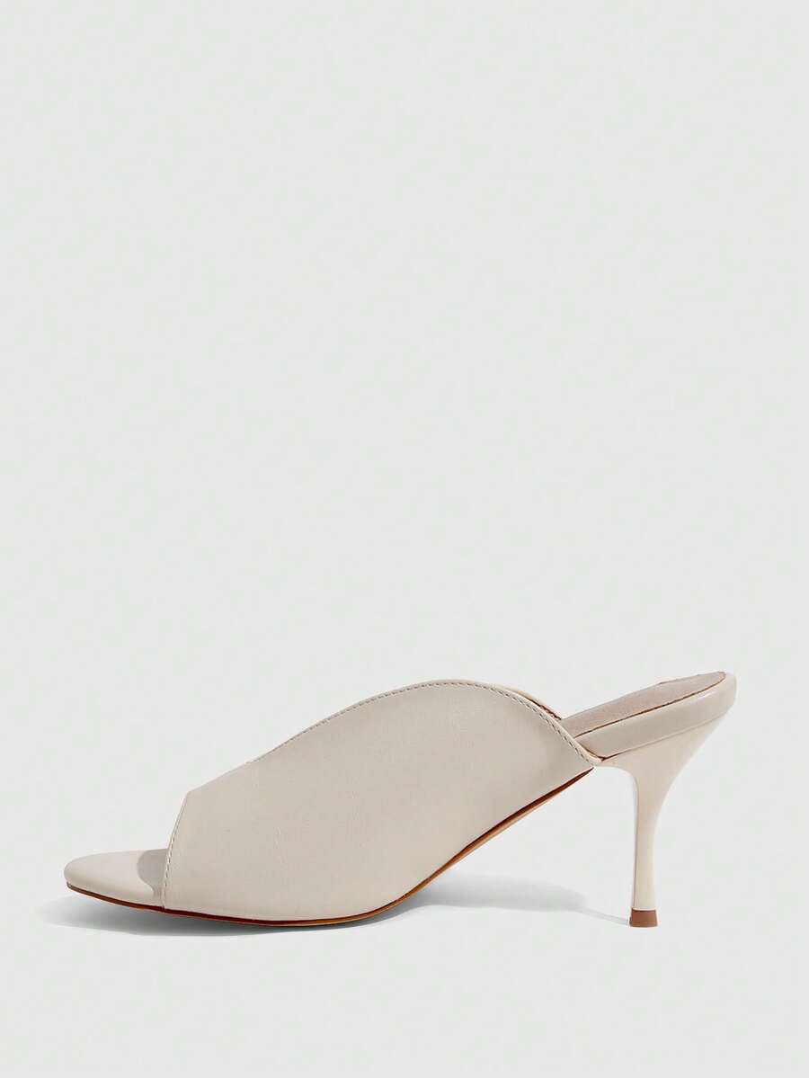 Women's open toe slingback platform sandals featuring a stiletto mid heel and smooth PU leather finish