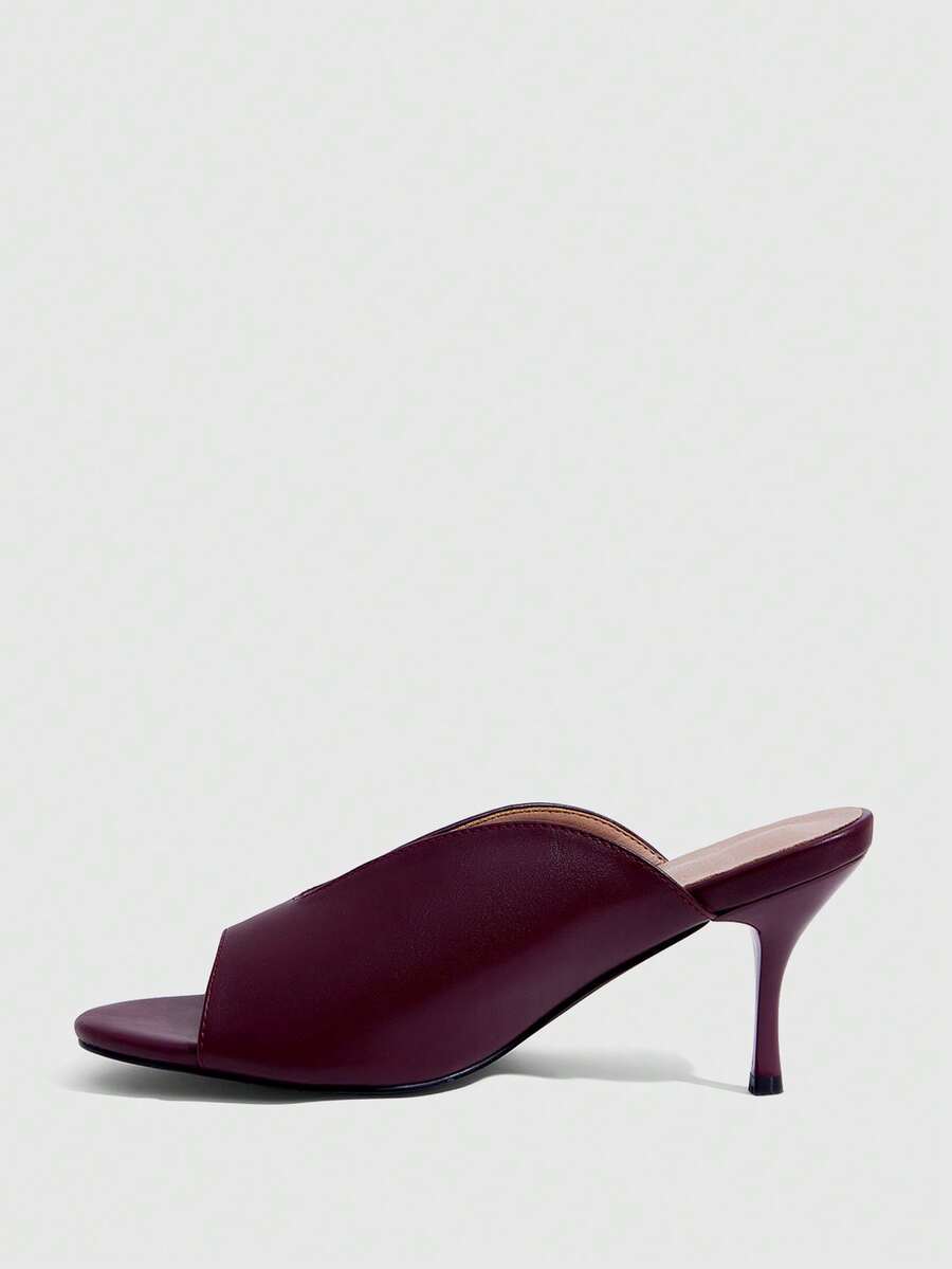 Women's open toe slingback platform sandals featuring a stiletto mid heel and smooth PU leather finish