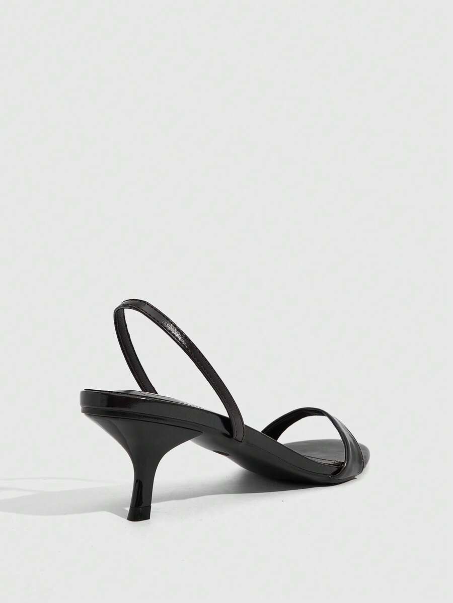 Women's open toe slingback high heel sandals with crisscross knot design and 5.5cm kitten heel