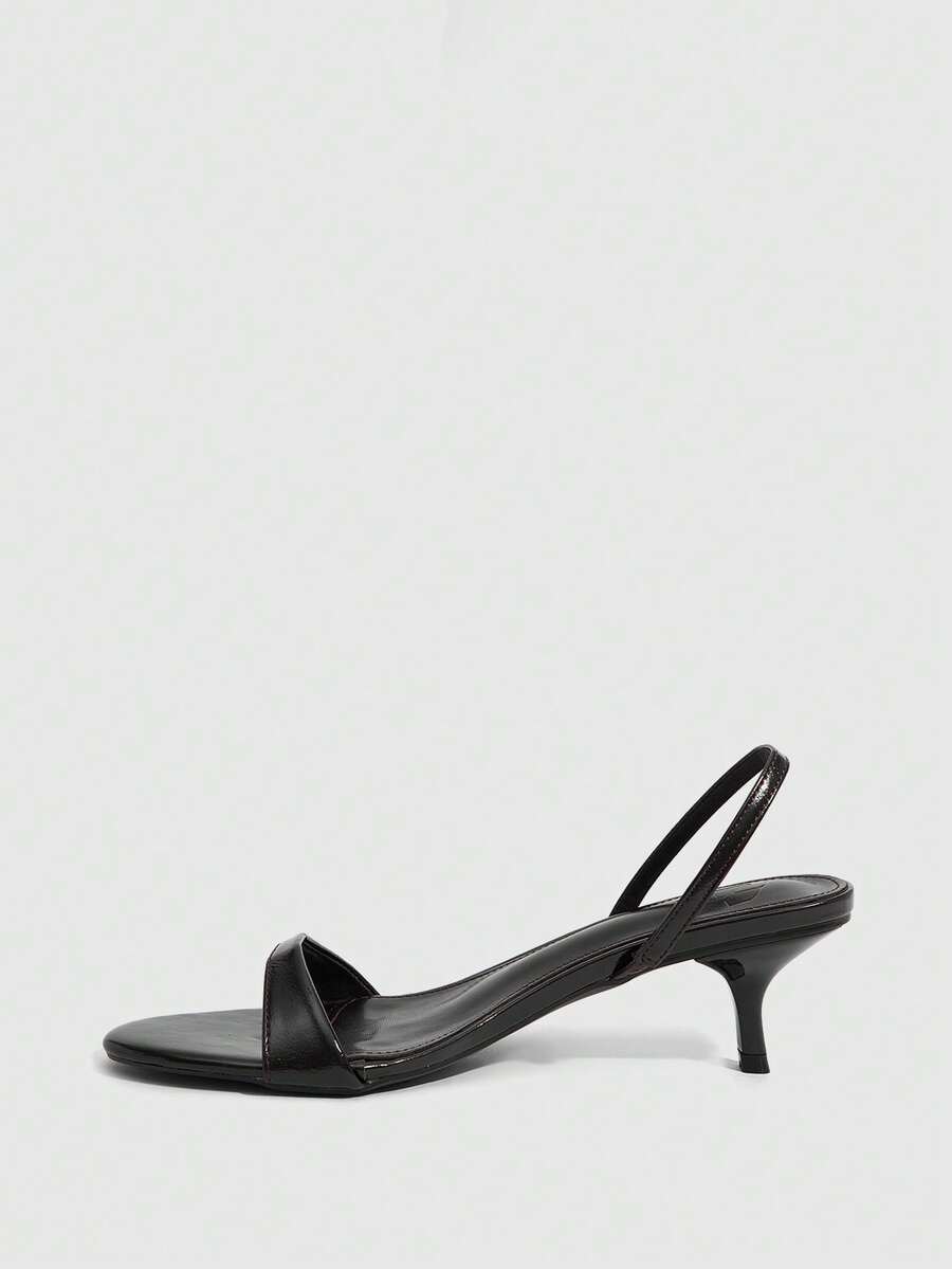 Women's open toe slingback high heel sandals with crisscross knot design and 5.5cm kitten heel