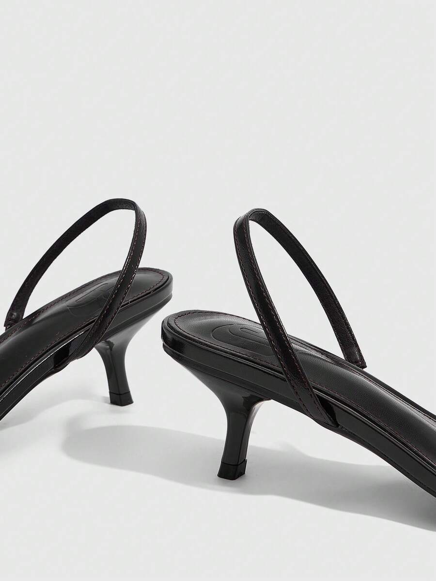 Women's open toe slingback high heel sandals with crisscross knot design and 5.5cm kitten heel