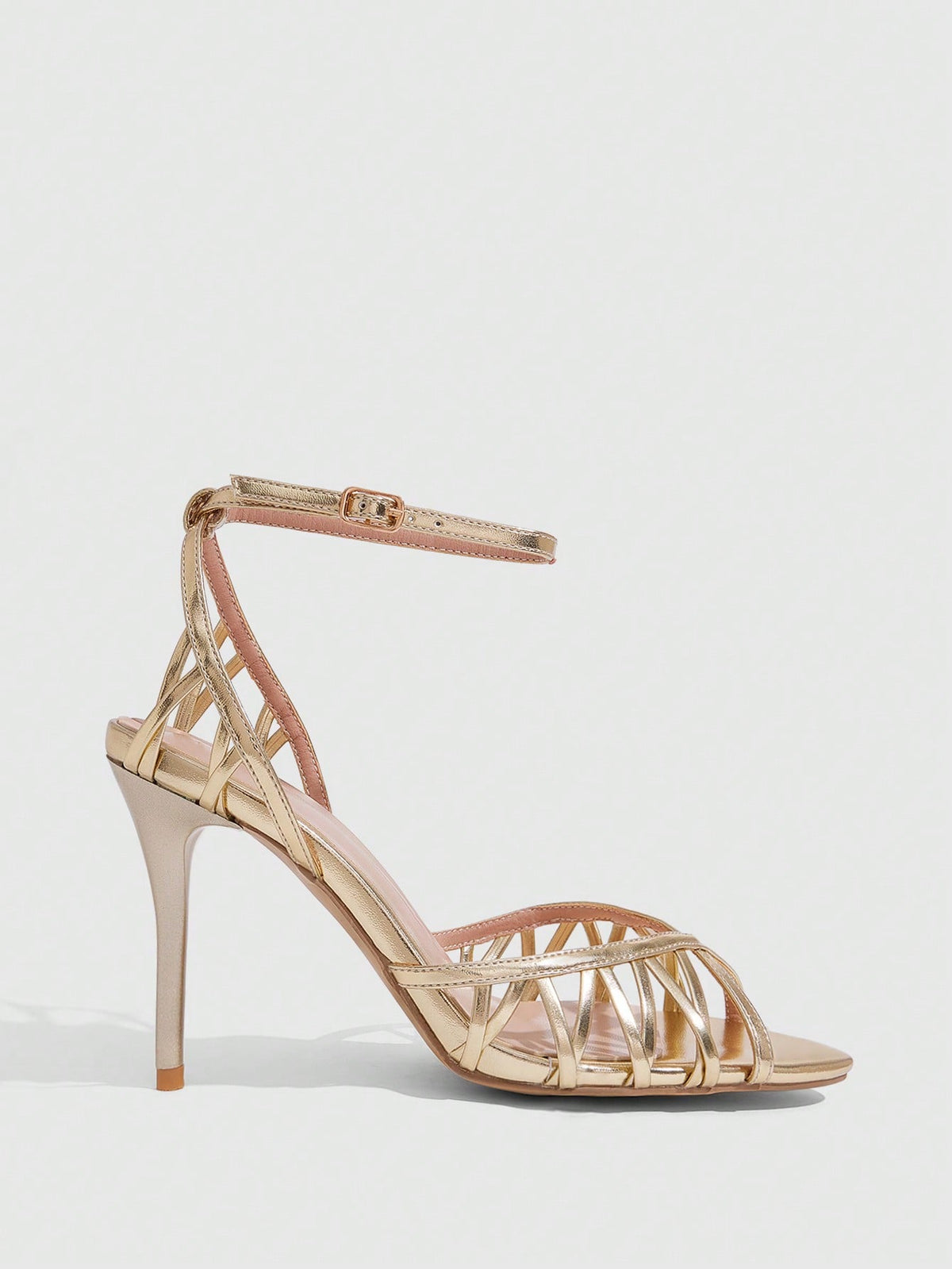 Women's open-toe high-heeled sandals with cross straps and stiletto heel