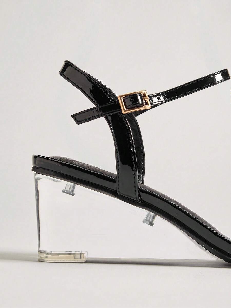 Women's slip-on thong strap wedge sandals featuring a high wedge heel and smooth PU leather upper.