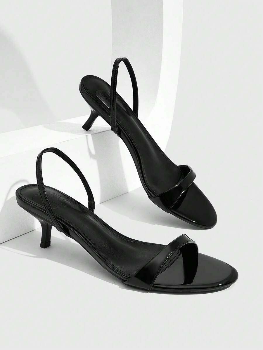 Women's open toe slingback high heel sandals with crisscross knot design and 5.5cm kitten heel