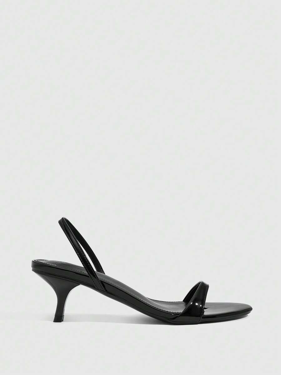 Women's open toe slingback high heel sandals with crisscross knot design and 5.5cm kitten heel