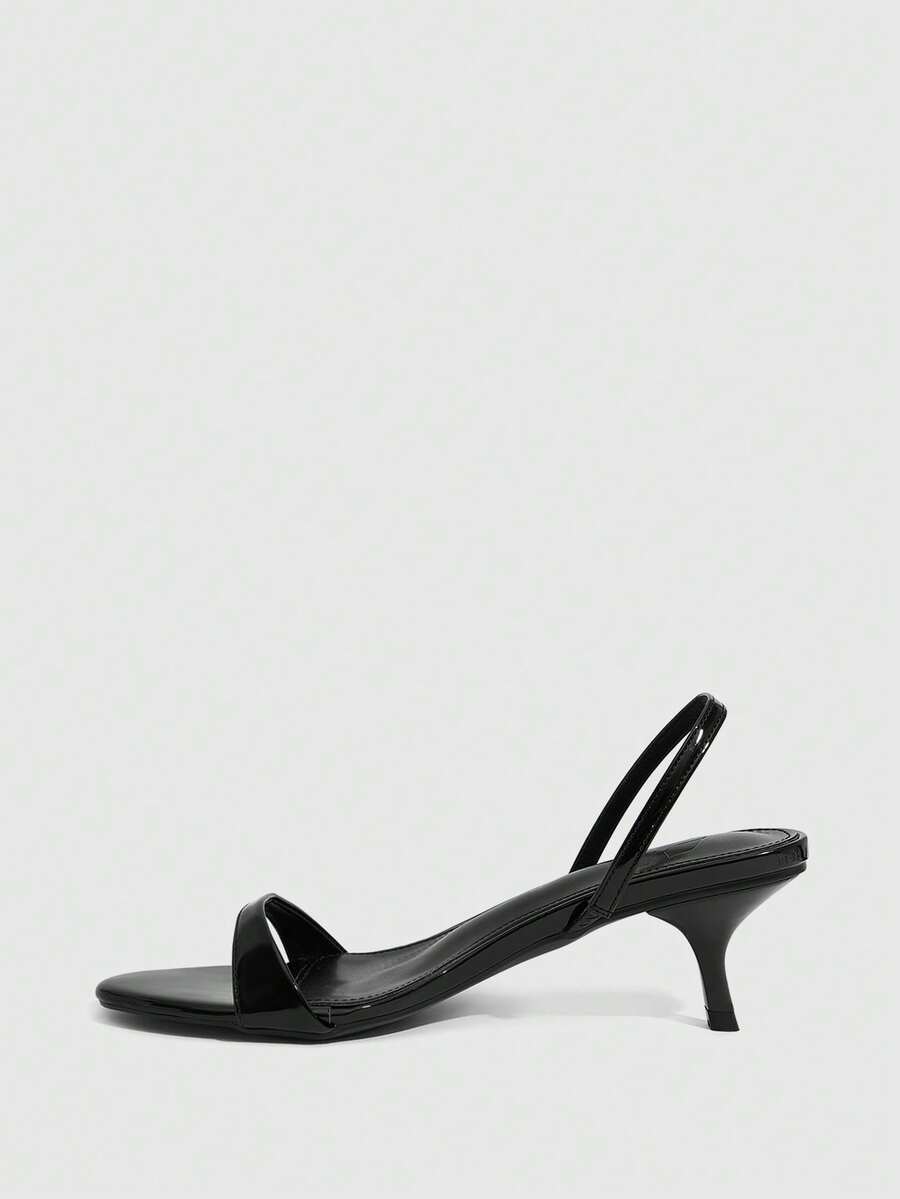 Women's open toe slingback high heel sandals with crisscross knot design and 5.5cm kitten heel