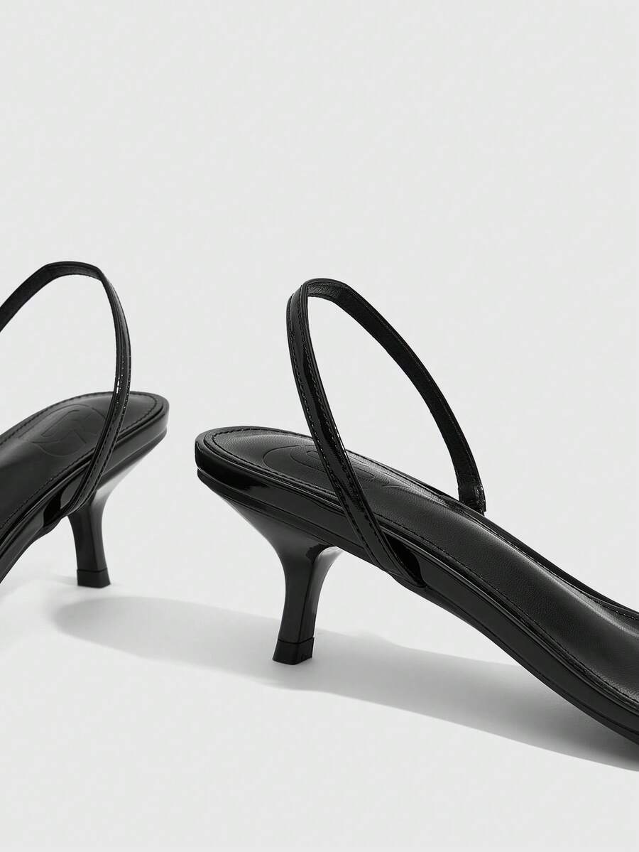 Women's open toe slingback high heel sandals with crisscross knot design and 5.5cm kitten heel