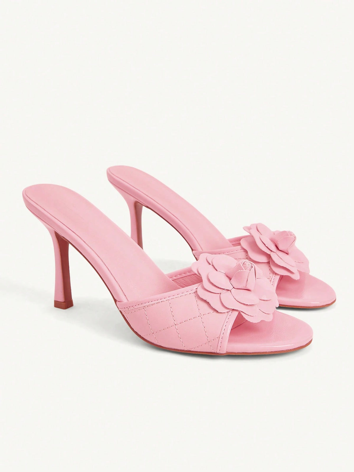 Women's golden snake pattern pointed toe thin heel strap sandals with three-dimensional camellia accent