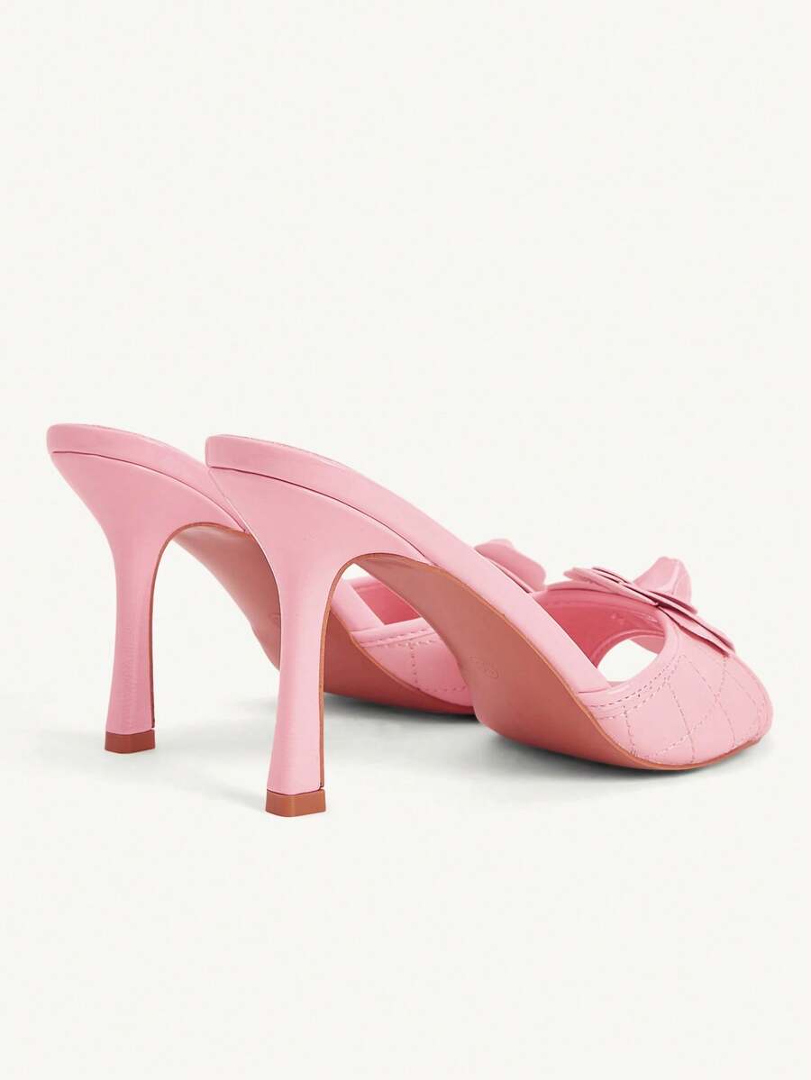 Women's golden snake pattern pointed toe thin heel strap sandals with three-dimensional camellia accent