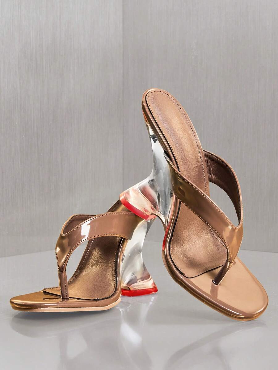 Women's slip-on thong strap wedge sandals featuring a high wedge heel and smooth PU leather upper.